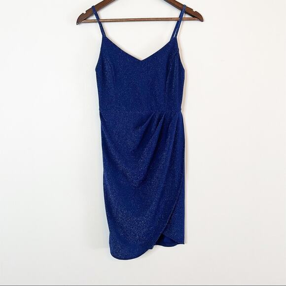 Zalalus faux wrap shimmering minidress blue Small NEW - Picture 14 of 15